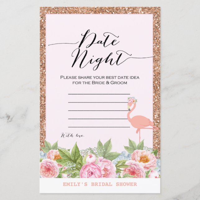 Rose Gold Flamingo Bridal Shower Game PRINTED (Front)