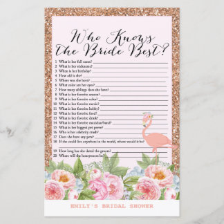 Rose Gold Flamingo Bridal Shower Game PRINTED