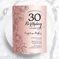 Rose Gold Floral 30th Birthday Party