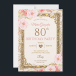 Rose Gold Floral 70th,80th Birthday Invitation<br><div class="desc">Rose Gold Floral 70th, 80th Birthday Invitation, 
Seventy Birthday Party Invite, 
Pink Floral 49th Birthday Invitation, 
Female 90th Birthday Invitation , </div>