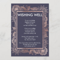 Rose Gold Floral and Navy Blue Wishing Well