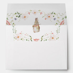 Rose Gold Floral Baby Bunny Baby Shower Envelope