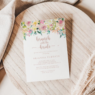 Rose Gold Floral Brunch with the Bride Shower  Invitation