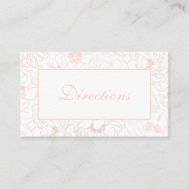 Rose Gold Floral Directions Wedding Enclosure Card (Front)