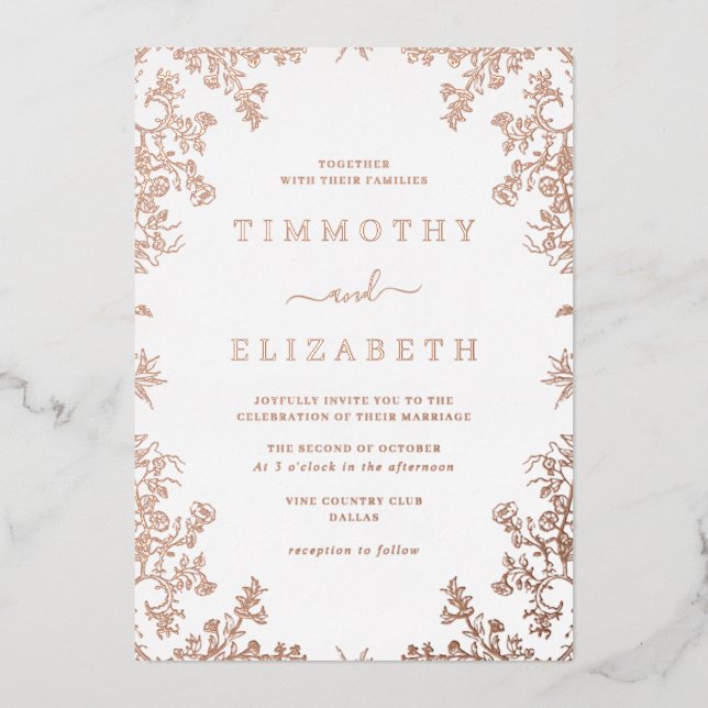 Rose Gold Floral Elegant Wedding (Front)