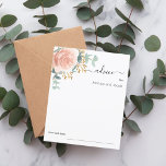 Rose gold floral eucalyotus wedding advice card<br><div class="desc">White background,  decorated with a large rose gold rose,  flower and eucalyptus greenery.  Personalise and add your names.

1 sheet = 1 advice card printed edge to edge.</div>