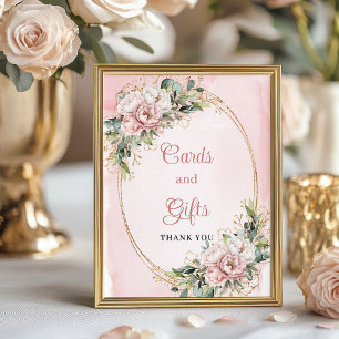 Rose Gold Floral Eucalyptus Cards and Gifts Baby  Poster