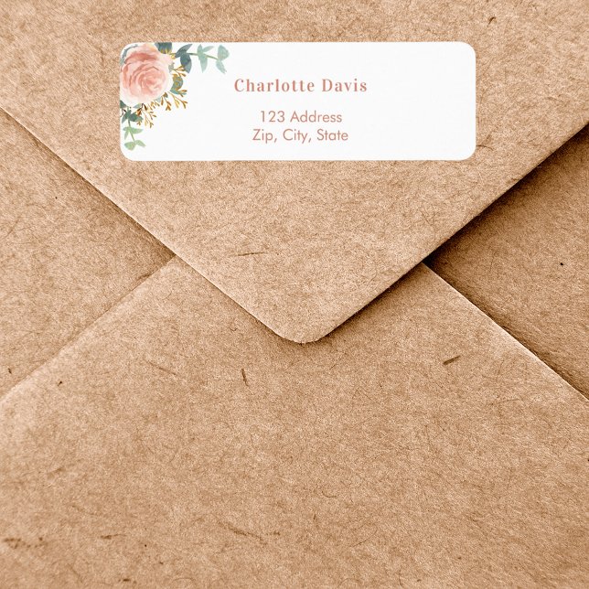 Rose gold floral eucalyptus return address (Creator Uploaded)