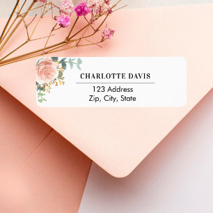 Rose gold floral eucalyptus return address 
