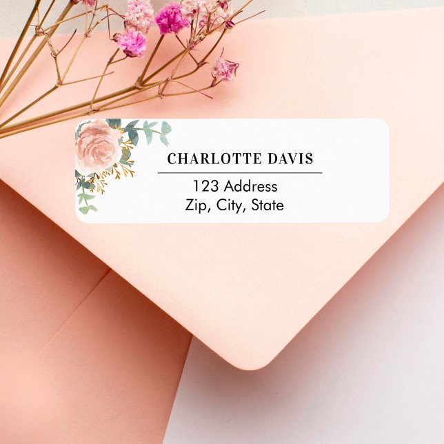 Rose gold floral eucalyptus return address  (Creator Uploaded)
