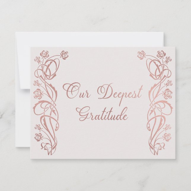 Rose Gold Floral Fairytale Wedding Thank You Card (Front)