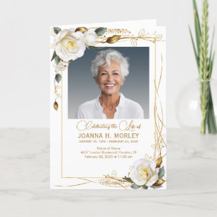 Rose & Gold Floral Funeral Program Programme
