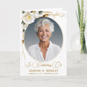 Rose & Gold Floral Funeral Program Programme