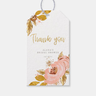 Rose Gold Floral Glitter Bridal Shower Favour Tags