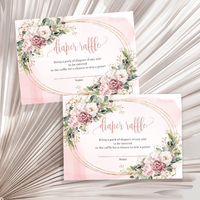 Rose Gold Floral Greenery Baby Shower Raffle Slip Enclosure Card (Rose Gold Floral Greenery Baby Shower Raffle Slip)