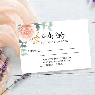 Rose gold floral greenery birthday response RSVP