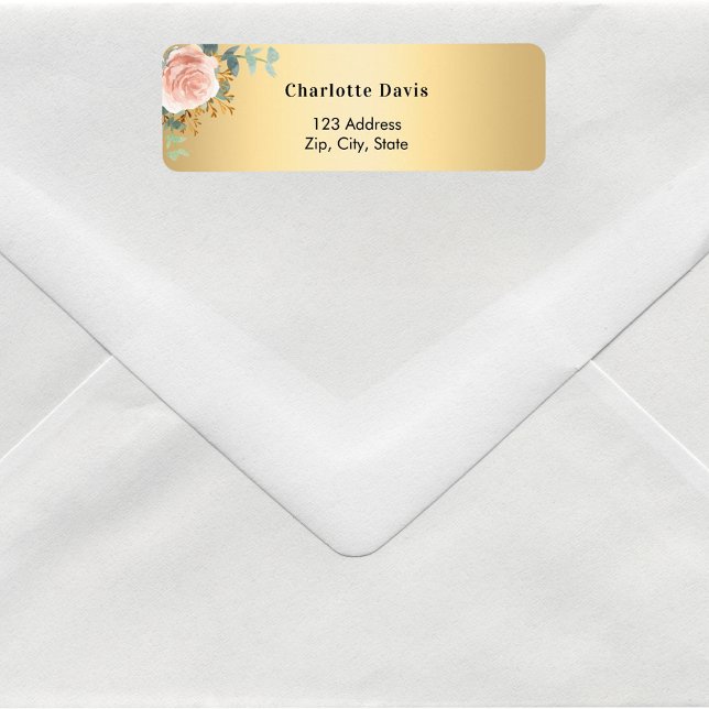 Rose gold floral greenery return address  (Creator Uploaded)