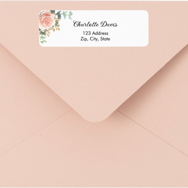 Rose gold floral greenery return address  (Creator Uploaded)