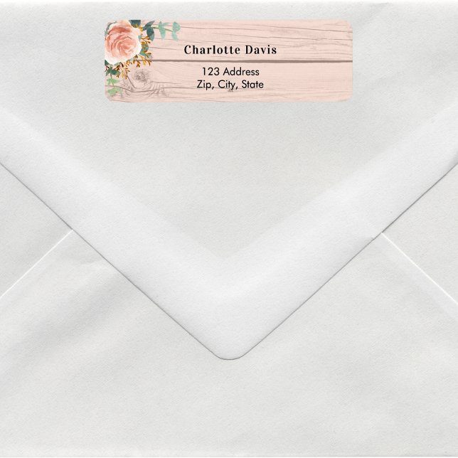Rose gold floral greenery wood return address  (Creator Uploaded)