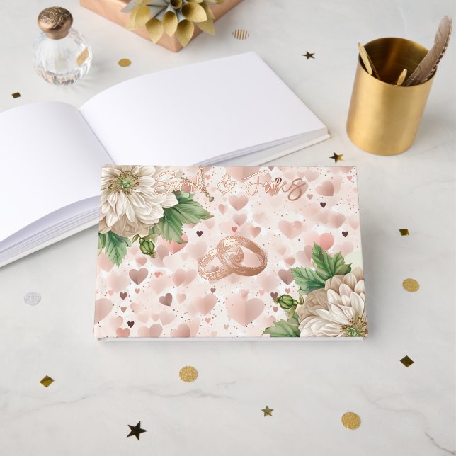 Rose gold floral guestbook (Front Open)