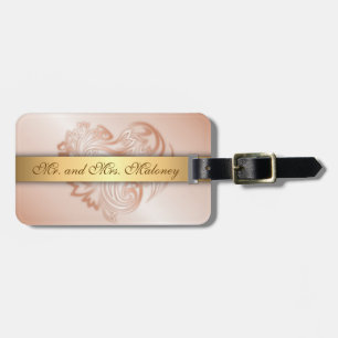 Rose Gold Floral Heart Luggage Tag