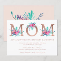 Rose gold floral letter Mum blush pink mothers day