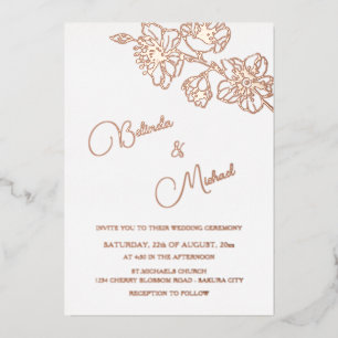 Rose Gold Floral Line Art   Photo Wedding