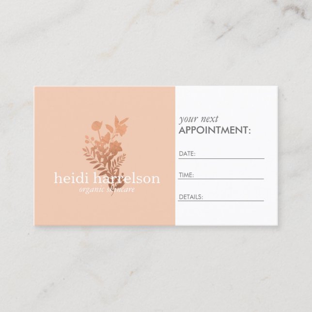 Rose Gold Floral Logo on Peach Appointment (Front)