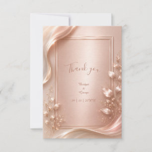 Rose Gold Floral Luxe Wedding metallic Glow Thank You Card