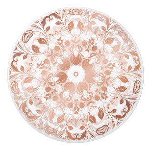 Rose Gold Floral Mandala Ceramic Knob