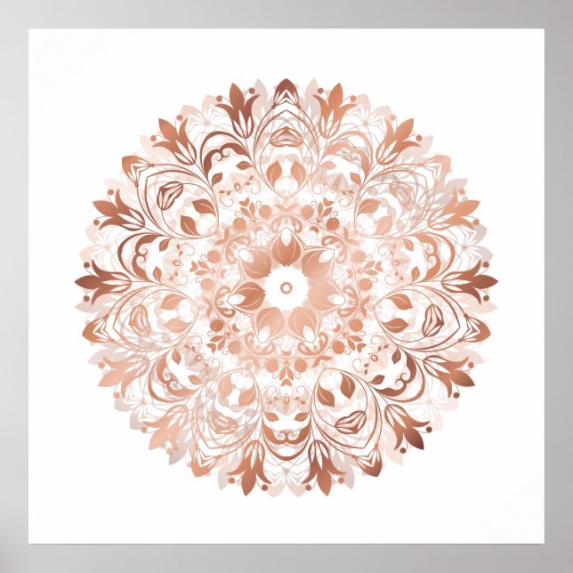 Rose Gold Floral Mandala Poster (Front)