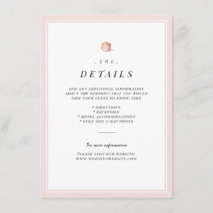 Rose gold floral minimalist wedding details card