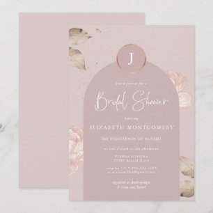 Rose Gold Floral   Modern Arch Bridal Shower Invitation