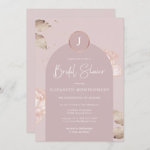 Rose Gold Floral Modern Arch Bridal Shower Invitation