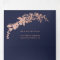 Rose gold Floral navy blue elegant script wedding