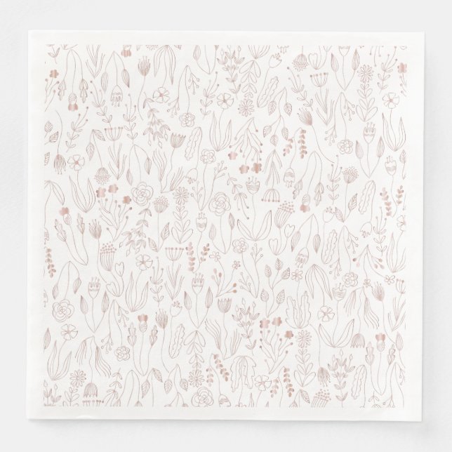 Rose Gold Floral Pattern Napkin (Front)