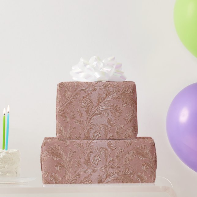 Rose-Gold Floral pattern Wrapping Paper (Party Gifts)