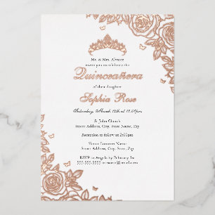 Rose Gold Floral Quinceanera Birthday 