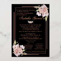 Rose Gold Floral Quinceañera Birthday Invitation