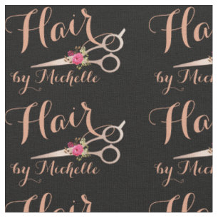 Rose Gold floral Scissors Hairstylist Hair Salon Fabric