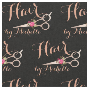 Rose Gold floral Scissors Hairstylist Hair Salon Fabric