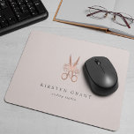 Rose Gold Floral Scissors Salon Logo Mouse Pad<br><div class="desc">Chic personalised mousepad for your salon or hairstyling business features two lines of custom text in classic grey lettering,  on a pale blush pink background adorned with a pair of flower-embellished scissors in faux rose gold foil.</div>