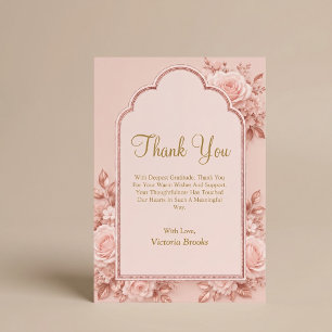 Rose Gold Floral Thank You Card