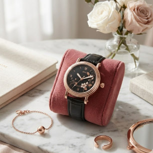 Rose Gold Floral Watch