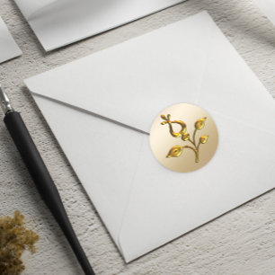 Rose Gold Floral Wedding Classic Round Sticker