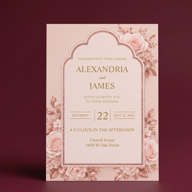 Rose Gold Floral Wedding Invitation (Creator Uploaded)