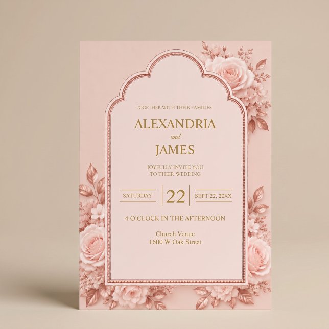 Rose Gold Floral Wedding Invitation (Creator Uploaded)