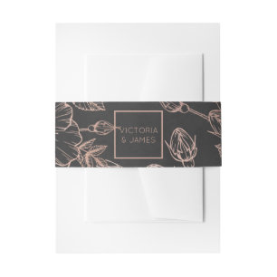 Rose Gold Floral Wedding Invitation Belly Band