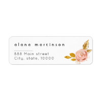 Rose Gold Floral Wedding return address Label
