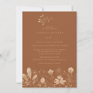 Rose Gold Florals Elegant Boho Flower Wedding Invitation